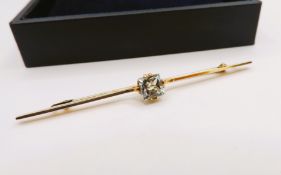 Vintage 9K Gold Aqua Marine Gemstone Brooch