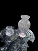 Vintage Pink Ribbed Caithness Glass Vases