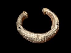 Antique Persian Decorated White Metal Bangle