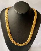 Vintage Monet Signed Gold Plated Braided Multi Chain Snake Chain Necklace