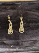 A Pair of Gold Plated Silver & Diamond Pendant Earrings With Valuation
