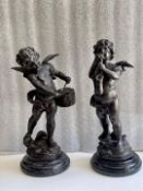 A Pair of Louis Moreau Bronze Figurines