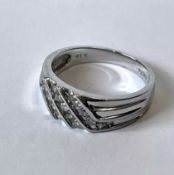 10ct Unisex White Gold Diamond Diagonal Half Hoop Ring With Valuation