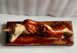 Vintage Mann Ceramic Reclining Buddha Figure