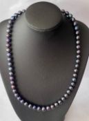 An elegant Black Cultured Pearl Necklace With Valuation