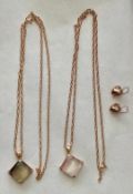 A Pair of Bronze Vintage Milor Italy Stone Pendants & Earrings