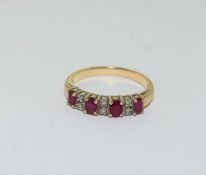 9ct Gold Diamond & Ruby Eternity Ring With Valuation