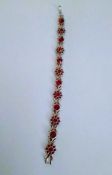 Vintage Monet Art Nouveau Red Floral Rhinestone Bracelet