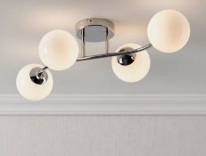 Brand New Statera Glass & Steel Chrome Effect 4 Lamp Ceiling Light RRP £45