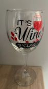 It's Wine O'Clock Vinyl Decal Wine Glass Birthday -Gift Packaged