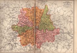 Pre-War London Postal Districts and Sub-Districts Coloured Detailed Map-184.
