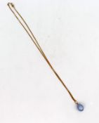 Russian Blue Guilloche Enamel 14ct Gold Egg Pendant on 9ct Gold Chain