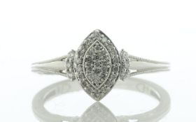 9ct White Gold Marquise Cluster Diamond Ring 0.20 Carats