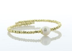 9.5 - 10.0mm Freshwater Cultured Pearl Gold Colour Beaded Bangle