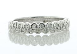 14ct White Gold Meander Curve Rub Over Set Semi Eternity Diamond Ring 3.5mm 0.20 Carats
