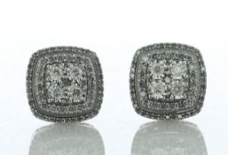 9ct White Gold Cluster Diamond Pillow Stud Earring 1.00 Carats