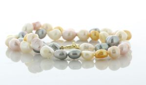 18 Inch Freshwater Baroque Shaped Cultured 8.0 - 8.5mm Pearl Necklace With Gold Plated Clasp
