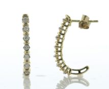 9ct Yellow Gold Eternity Diamond Semi Hoop Earring 0.26 Carats
