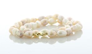 18 Inch Freshwater Baroque Shaped Cultured 8.0 - 8.5mm Pearl Necklace With Gold Plated Clasp
