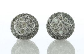 9ct White Gold Round Cluster Diamond Earring 1.00 Carats