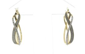 14ct Yellow Gold 'Infinity' Diamond Hoop Earring 0.25 Carats