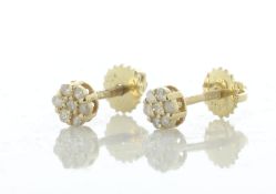14ct Yellow Gold Round Cluster Diamond Stud Screw Back Earring 0.25 Carats