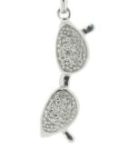 9ct White Gold 'Spectacles' Diamond Pendant and 18