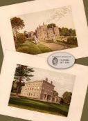 2 Stunning Gilt-Edge Coloured Victorian Antique Book Plates Cornwall.