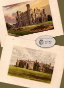 2 Stunning Gilt-Edge Coloured Victorian Antique Book Plates Shropshire.