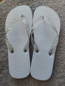White Zahula Toe Post Sandals Size 5 to 6