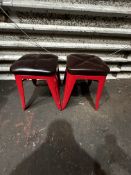 2 x Metal Stool with upholstered leather seat (47*33*33cm)