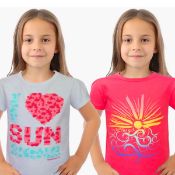 Girls Summer T-Shirts | 2 Colours | Age 1 - 6 Years | Job Lot Of 100 Assorted Sizes | Rrp £9.99...