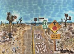 David Hockney (b 1937) ‘Pearl Blossom Way’ Large offset Lithograph in vibrant colours, 1986