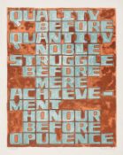 David Kindersley 'Quality before Quantity' Signed Lithograph
