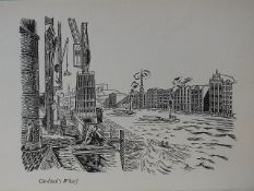 Edward Bawden Original Lithograph - London Cardinals Wharf