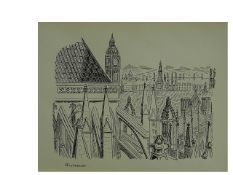 Edward Bawden Original Lithograph - London, Westminster