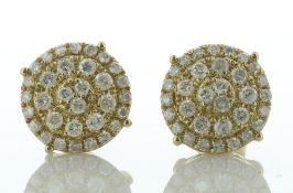 9ct Yellow Gold Round Cluster Diamond Stud Earring 1.35 Carats