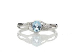 9ct White Gold Fancy Cluster Diamond and Blue Topaz Ring (BT0.50) 0.01 Carats