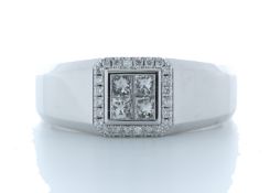 18ct White Gold Single Stone With Halo Illusion Set Diamond Ring 0.50 Carats