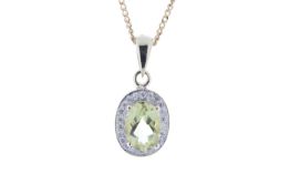 9ct Yellow Gold Diamond and Lemon Quartz Pendant (LQ0.75) 0.11 Carats