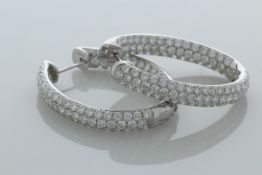 18ct White Gold Eternity Diamond Hoop Earrings 5.66 Carats