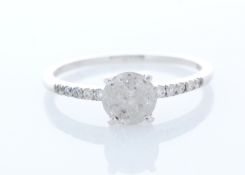 18ct White Gold Single Stone Prong Set With Stone Set Shoulders Diamond Ring (0.95) 1.05 Carats
