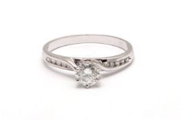 18ct White Gold Single Stone Diamond Ring With Stone Set shoulders (0.51) 0.61 Carats