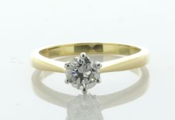 18ct Yellow Gold Single Stone Six Claw Set Diamond Ring 0.79 Carats