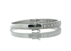 18ct White Gold Channel Set Semi Eternity Diamond Bangle 2.85 Carats