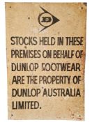 A Dunlop Advertising Enamel Sign