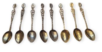 A Set of Eight Antique Gilded Italian Tea Spoons