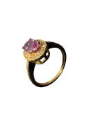 18 ct Gold + Natural Sapphire + Diamonds Ladies Ring