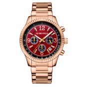 Hand Assembled Globenfeld Limited Edition Expedient Rose Red Watch - Free Delivery & 5 Yr. Warrant..