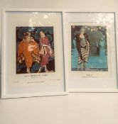 Circa 1922, Pair, Gazette Bon Du Ton, ‘Barbier’ and ‘Lanvin’ Pochoir Wall Print, Art Deco, France